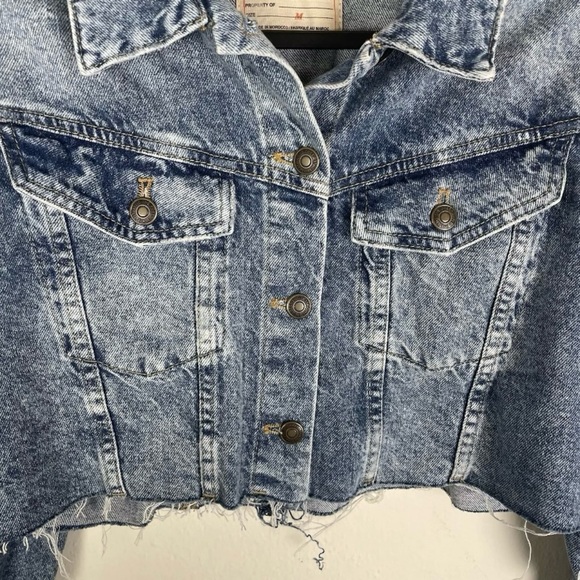 We The Free Ollie Femme Cropped Denim Trucker Jacket Preppy Women’s Cropped M - Picture 8 of 13